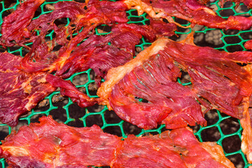 Pork red on a dry rack is colorful.