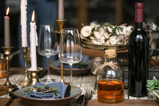 Table is served in rustic style.