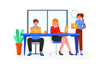 Business people working in office Vector Illustration concept. Flat illustration isolated on white background.