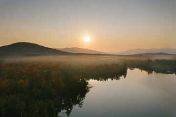 Dawn at the Lake from the Air