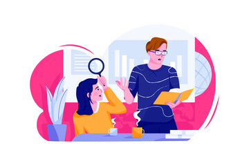 Two people are researching the market.