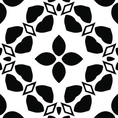  Geometric vector pattern with triangular elements. Seamless abstract ornament for wallpapers and backgrounds. Black and white patterns.