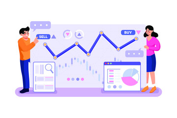 A couple communicating how to trade the market