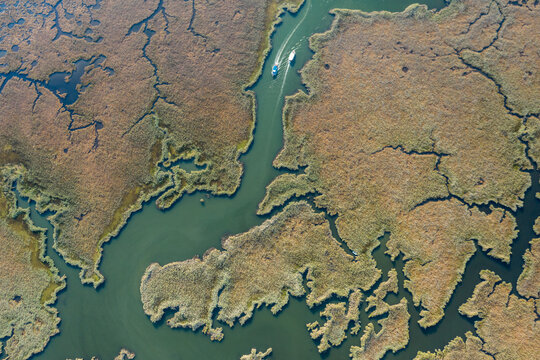 aerial image of Dalyan a region a wetland, a delta