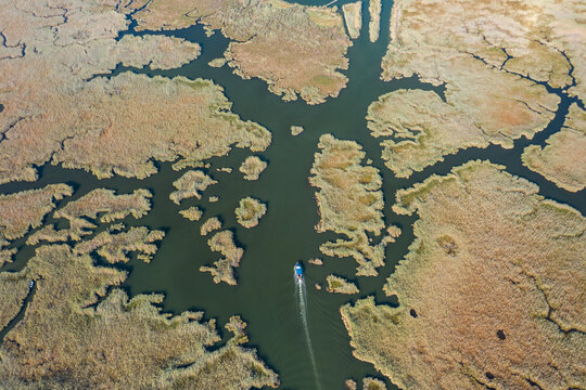 aerial image of Dalyan a region a wetland, a delta