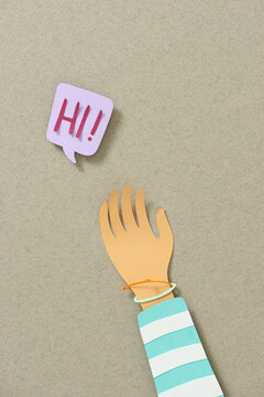 Hand wave waving hi or hello gesture