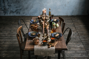 Table is served in rustic style.