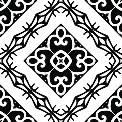 Geometric vector pattern with triangular elements. Seamless abstract ornament for wallpapers and backgrounds. Black and white patterns.