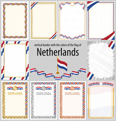 Vertical frame and border with Netherlands flag