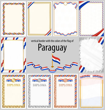 Vertical frame and border with Paraguay flag
