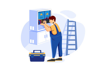 Handyman Service Illustration concept. Flat illustration isolated on white background.