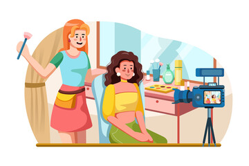 Asian woman using internet for tutorial live video.