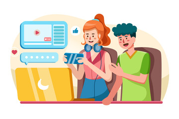 Young asian internet celebrity gamer girl introduce online mobile game to fans with smart phone and having live stream.