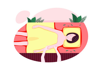 Masseur doing massage on woman body in the spa salon. Beauty treatment concept.