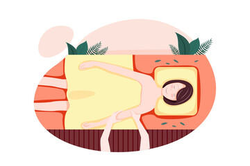 Masseur doing massage on woman body in the spa salon. Beauty treatment concept.