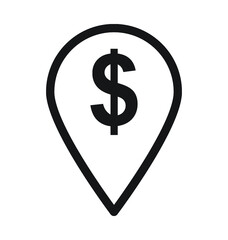 Bank Location Line Vector Icon