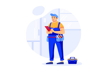 Handyman Service Illustration concept. Flat illustration isolated on white background.