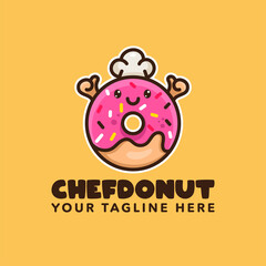 Cute cartoon donuts mascot logo with icing glaze