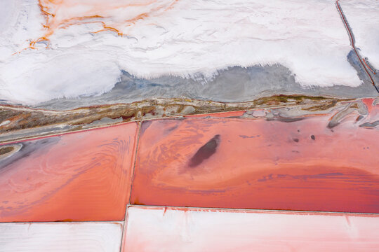 Lake with bright pink water