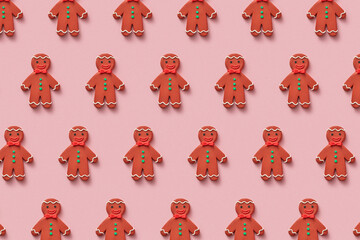 Christmas Gingerbread men pattern made from plasticine.