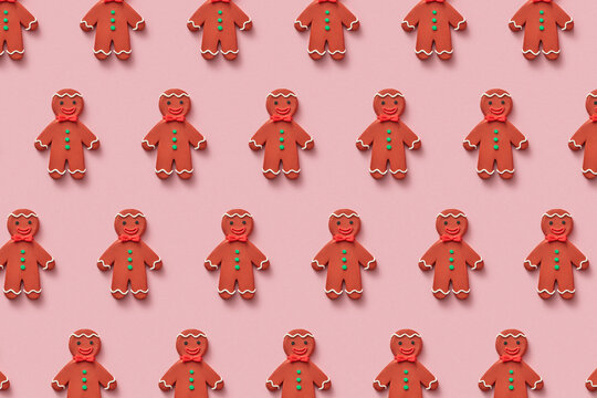 Christmas Gingerbread men pattern made from plasticine.