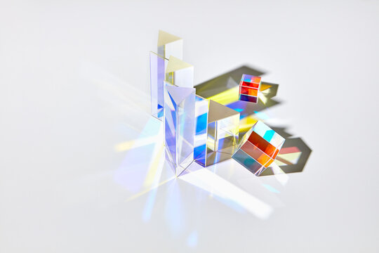 Abstract geometric set with refraction and reflection.