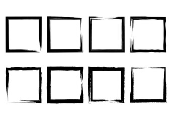 Set of grunge squares from brush strokes. Design element for poster, emblem, sign, logo. Vector illustration