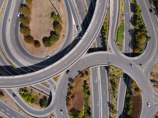big intersection road from above, aerial view