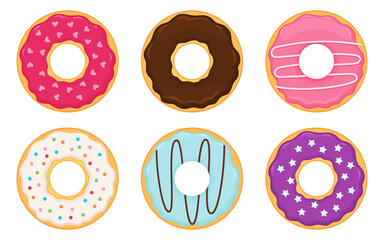 Cartoon cute colorful set of donuts vector