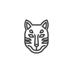Japanese fox mask line icon