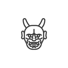 Japanese demon mask line icon