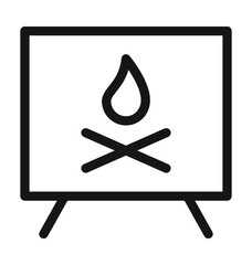 Fireplace Vector Outline Icon  