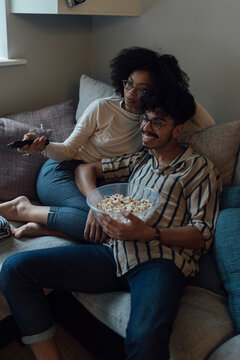 Couple Watching Television at Home