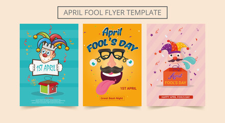 Greeting Card Template for April Fool's Day. Set Of April Fools Day Flyer Template. vector illustrations. flyer, blog, article, marketing, promotion, poster.