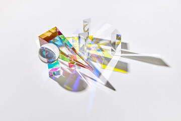 Abstract geometric set from spectrum colored figures.