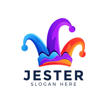 colorful jester logo design vector illustration