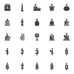 Wax candles vector icons set