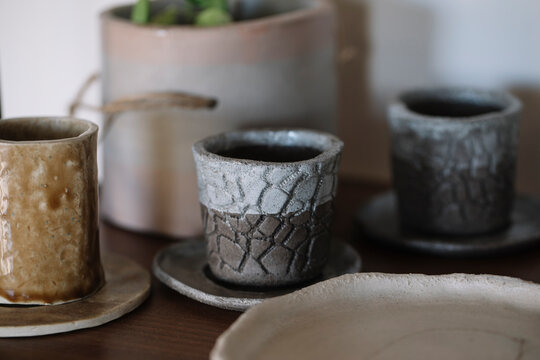 Handmade ceramic coffee cups