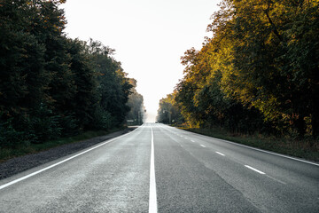 Fototapeta premium speed highway through the field. asphalt-paved road