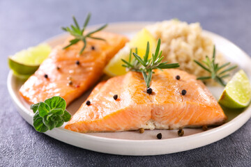 roasted fish fillet with rice