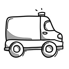 Ambulance doodle vector icon. Drawing sketch illustration hand drawn line eps10