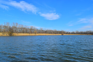 Beautiful spring landscape on the river.