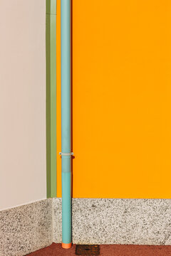 Colourful details on a building wall exterior.