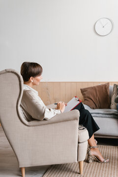 Serious psychologist during therapy session