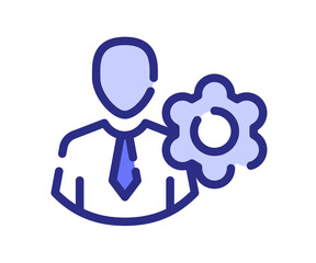 setting employee gear single isolated icon with dash or dashed line style