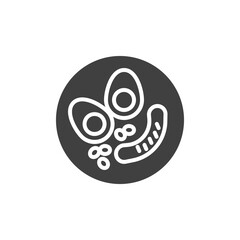 Boiled egg with sausage and bean vector icon