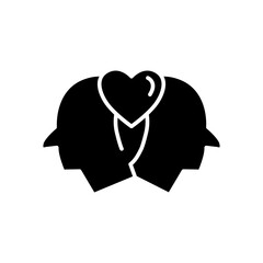 Head icon with heart. the icon can be used for application icon, web icon, infographic. Editable stroke. Design template vector
