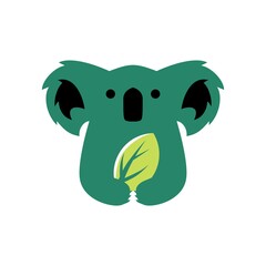 koala leaf negative space logo vector icon illustration
