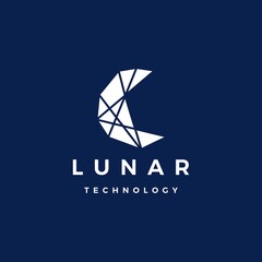 lunar moon technology geometric polygonal logo vector icon illustration