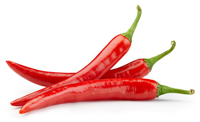 Peppers chili full macro shoot food ingredient on white isolated